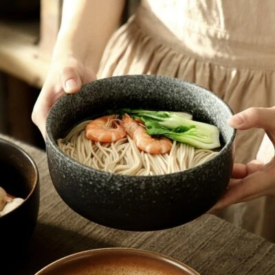 Japanese Large Ramen Bowl Noodle Rice Soup Ceramic Japan Bowl Millet Porridge - Image 1 of 4