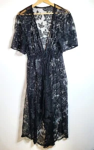 Womens Long 2XL Robe Lace Babydoll Bridal Lingerie Sheer Mesh Nightgown Cover Up - Picture 1 of 5
