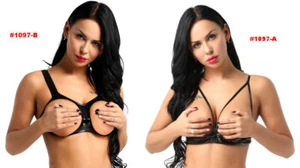 Sexy Lencería para Mujer PVC Cuero Sin Alambres Sin Almohadilla Sujetador Top Abierto Bustier Ropa de Club - Imagen 1 de 6