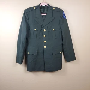 Vintage Army Green Service Coat Blazer Gold Tone Hardware Size 41R - Bild 1 von 12