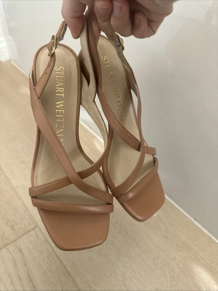 Sandalias Stuart Weitzman Oasis 50 Block Machiato Talla 6B Negras Usadas Sin Caja Foto 1 de 4