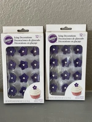 Wilton Purple Posey Royal Icing Decorations, 12 count for cakes or cupcakes 2 pk - Image 1 of 4