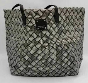Vintage Henri Bendel New York große braun & weiß gewebte gestreifte Beuteltasche Strandtasche - Bild 1 von 7