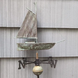 Vintage Weathervane Boat Copper Beautiful - Picture 1 of 21
