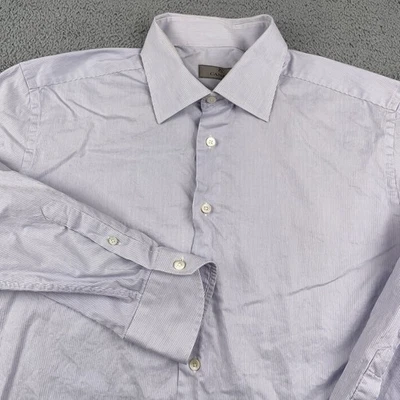 Canali Dress Shirt Mens 17 43 Blue White Striped Made in Italy Business Formal - Image 1 of 4