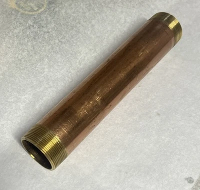 2" x 12" Red Brass Pipe Nipple Schedule 40, NPT, No Lead Merit Brass