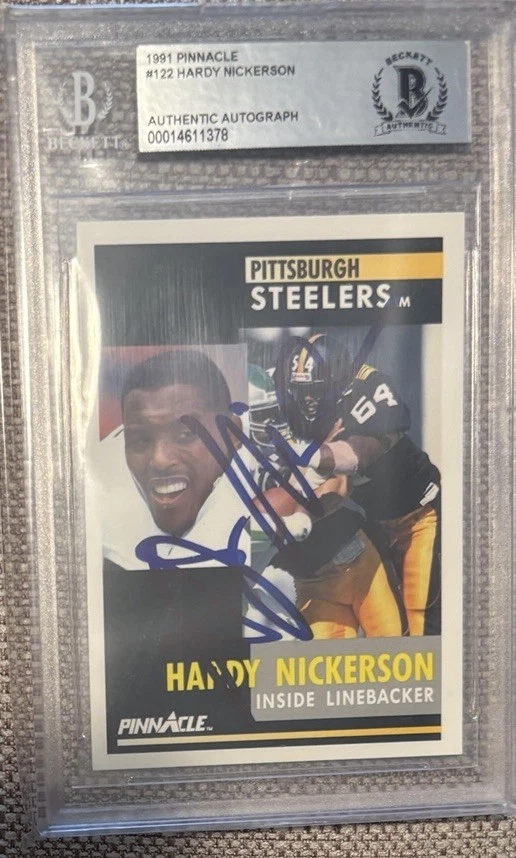 Signed BAS Slabbed 1991 Pinnacle Hardy Nickerson Pittsburgh Steelers - Image 1 of 1