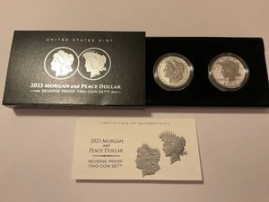 2023-S Morgan & Peace Silver Dollar Reverse Proof Set (Box & COA) - Picture 1 of 4