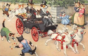 G26/Gato Animal Postal Gato Vestido Boda Carruaje Perros Novia 11 - Imagen 1 de 4