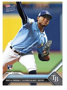 2023 Topps Now Taj Bradley Most Ks Through 1st 10 Starts In Rays History - Picture 1 of 2