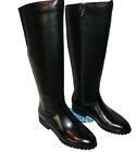 New Aqua College Pam Black Genuine Leather Waterproof Knee Boots Women's 7m New