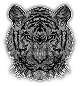 Psychedelic Tiger Head Car Bumper Sticker Decal - Picture 1 of 1