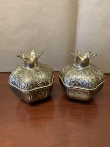 Set of 2 Turkish Delight Bowls w/Lids Acar ISO 9001 Pomegranate Design - Picture 1 of 4