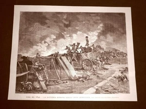 Radierung von 1892 Garibaldi in Rom 1849 Batterie auf dem Aurelianischen Band - Bild 1 von 1