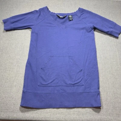 Sudadera túnica para mujer Norma Kamali cuello en V pulóver bolsillo cobalto mediana Foto 1 de 4