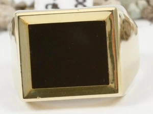 Klassischer Herrenring. Gold 585 mit echtem Onix; Gewicht 9,9 Gramm, Größe 62 - Bild 1 von 2
