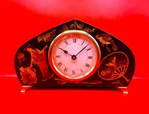 Antique Wooden Chinoiserie Mantel Clock about 1930 French movement Old Vintage - Picture 1 of 13
