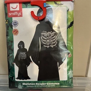 Smiffys Skeleton Grim Reaper Fancy Dress Halloween Costume - Kids Large 10-12 - Picture 1 of 4