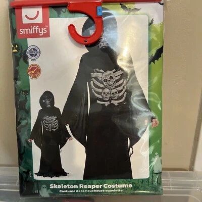Smiffys Skeleton Grim Reaper Fancy Dress Halloween Costume - Kids Large 10-12 - Image 1 of 4