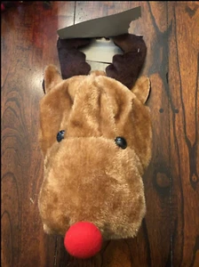 KIDS CHRISTMAS REINDEER RUDOLPH ANTLERS CHRISTMAS SANTA PLUSH HAT - Picture 1 of 3