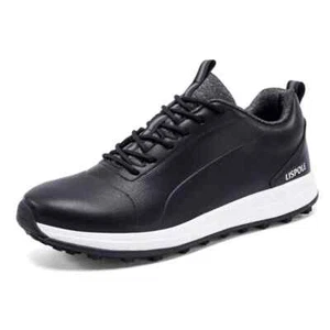 Echtleder Herren Golfschuhe Hochwertig Rutschfest Spikeless Schnürschuhe Sneaker - Bild 1 von 22