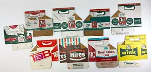 9 VTG 6 Pack Bottle Carriers 7up Coca-Cola Tab Hires Wink Canada Dry Royal Crown - Picture 1 of 20