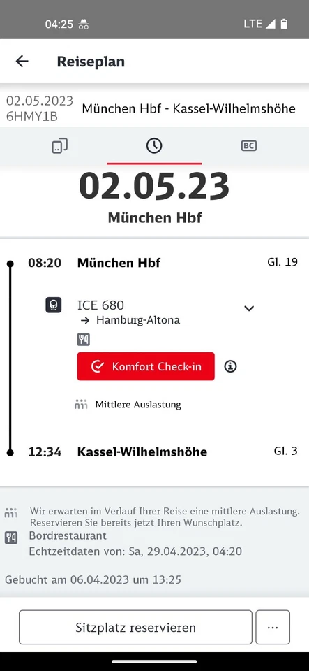 Zugticket 02.05. München - Kassel - Bild 1 von 1