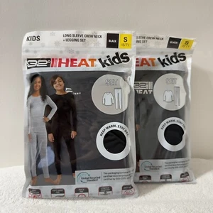 (LOT OF 2). 32 Degree Heat Kids Thermal Black Long Sleeve Shirt Legging SM 6/7 - Picture 1 of 4