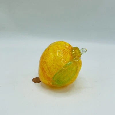 Expositor de frutas de limón de vidrio soplado a mano vintage hecho en Italia decoración de 4" x 3,5" Foto 1 de 4