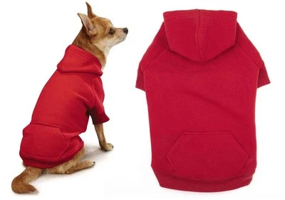 Sudadera con capucha roja brillante para perro de alta calidad mezcla de algodón canguro bolsillo  Foto 1 de 4