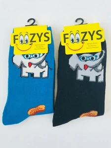 Neu 2 Paar Crew-Socken Elefant und Erdnuss schwarz & blau Damengröße 9-11 Foozys - Bild 1 von 1