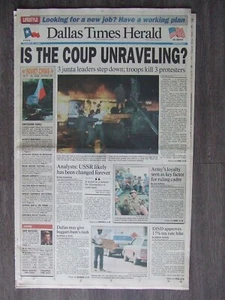 The Dallas Times Herald - Is The Coup Unraveling? - August 21, 1991 - Picture 1 of 2