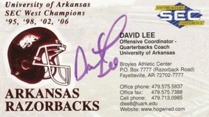 FORMER ARKANSAS RAZORBACK OFF COORDINATOR DAVID LEE SIGNED BUSINESS CARD - Picture 1 of 1
