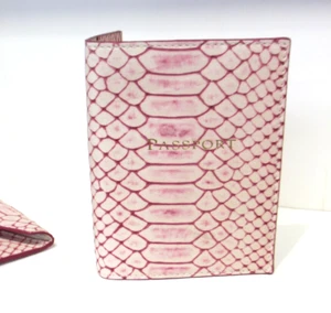 Passport Cover Leather Graphic Image Python Embossed PINK - Picture 1 of 4