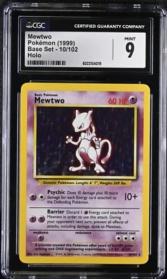 CGC 9 Como Nuevo Mewtwo 1999 Pokemon Unlimited Base Set Holo #10 Foto 1 de 2