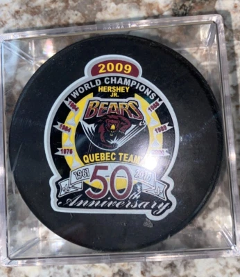 Hershey Bears AHL  2009 World Champion JR Bears 50th Anniversary Puck With Case - Image 1 of 2