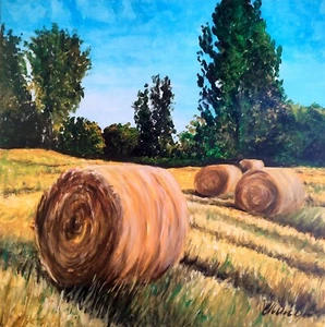 GEMÄLDE ÖLGEMÄLDE LANDSCHAFT HEUBALLEN OIL ON SIGNIERT WALTER GERACI  - Bild 1 von 9