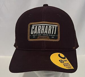 Carhartt Canvas Mesh Adjustable Patch Hat Burgundy Men's One Size NEW