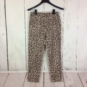 MONROW $153 Leopard Crop Pants Womens XS Fray Hem Pockets Pull On Elastic Waist - Picture 1 of 11