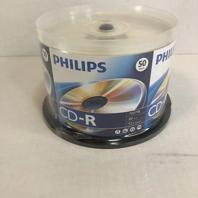 Philips Blank 50 CD-R Recordable Media Discs 700MB 80min 52x Multi speed NEW - Image 1 of 4