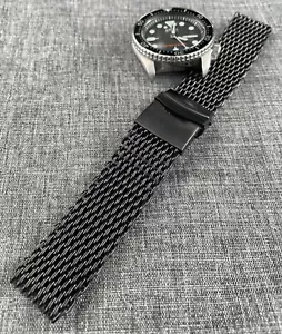 Premium 316L PVD Black Steel Shark Mesh Watch Bracelet Strap 20/22mm Sports - Picture 1 of 6