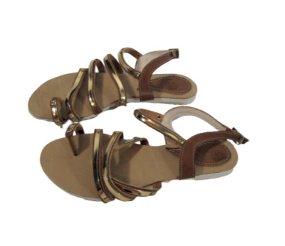 Sandalias Zara con tiras doradas marrones para mujer 7 zapatos planos Foto 1 de 4