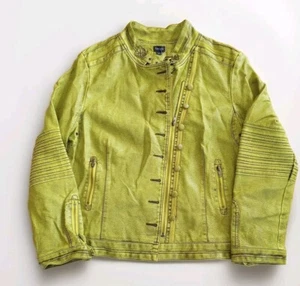 Fantazia Faux Leather Jacket Green Reptile Size XL Art To Wear Streetwear Artsy - Picture 1 of 21