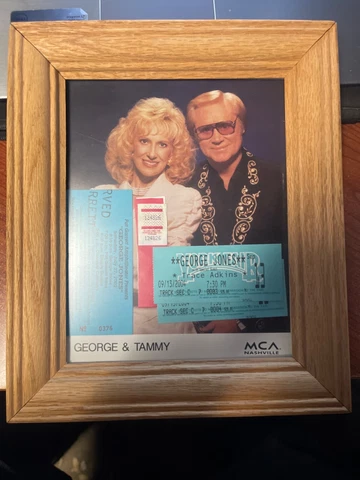 George Jones & Tammy  - Country Singer -8" x 10" Photo Framed with Ticket Stub Cover