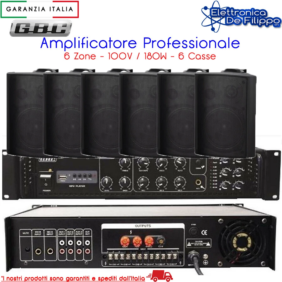 AMPLIFICATORE PROFESSIONALE PER LOCALE PUB RISTORANTE 6 CASSE 61065120 61611240 - Immagine 1 di 2
