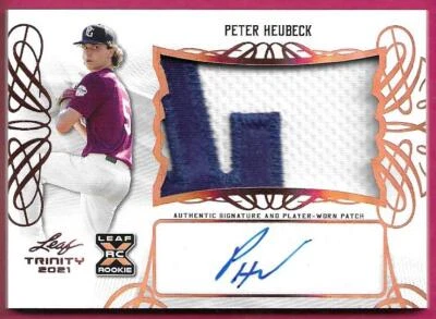 2021 Leaf Trinity Baseball PETER HEUBECK Rookie Patch Autograph XRC Bronze - Image 1 of 2