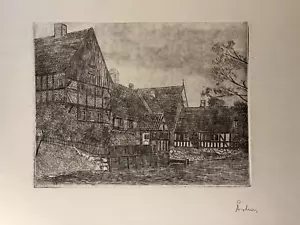 Albert Jensen (Elmstedt) Vintage Print Art - Aarhus Old City, Denmark 37x28cm - Bild 1 von 9