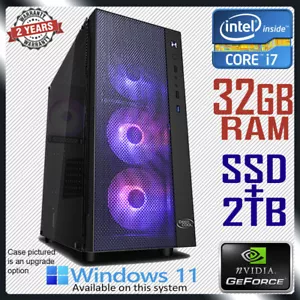 Intel Core i7 Gaming PC nVidia GeForce Computer 32GB RAM SSD+2TB Desktop System - Picture 1 of 7