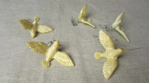 5 Decorazioni Natalizie Vintage/Kitsch Glitter Filo Plastica Colomba - Foto 1 di 11