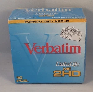 Verbatim DataLife 3.5" Floppy Disc Microdisks 10 Pack Formatted 2HD for Apple MF - Picture 1 of 6